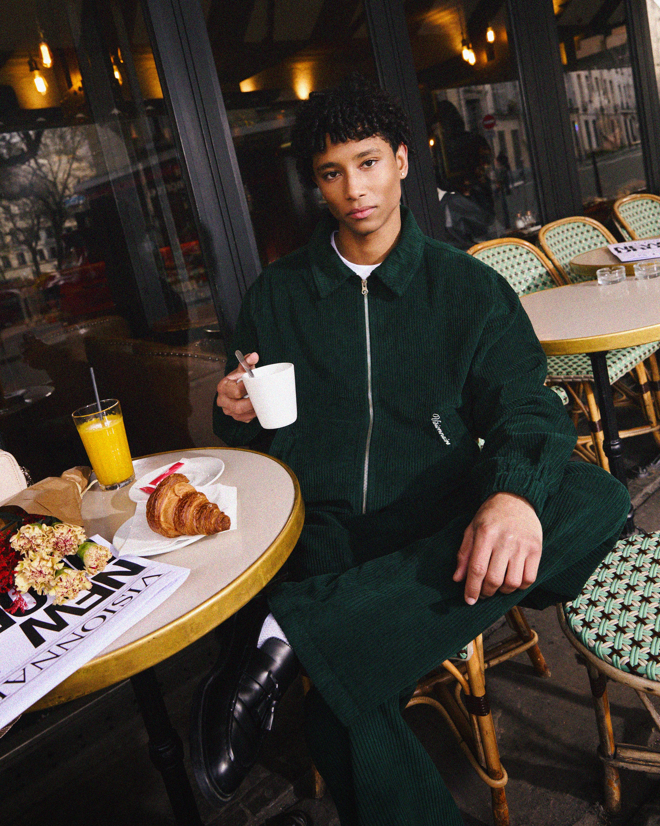 VESTE VELOUR COTELE VERT - Image 6